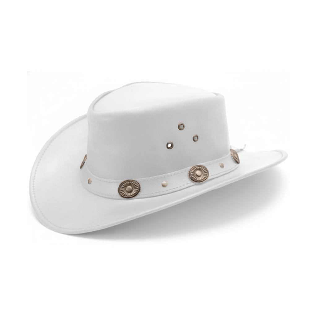 Classic Western Cowboy Hat – Real Cowhide Leather, Unisex, Wide Brim