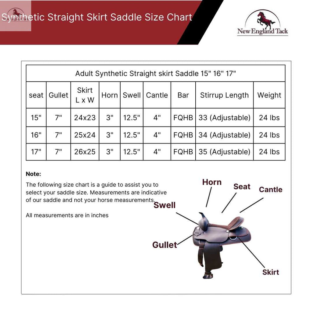 Adults Western All-Around Horse Synthetic Straight Skirt Leather Saddle NewEngland Tack