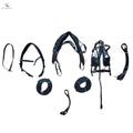 Black Full Size Horse Buffalo Leather Square Stud Browband Driving Harness Set NewEnglandTack
