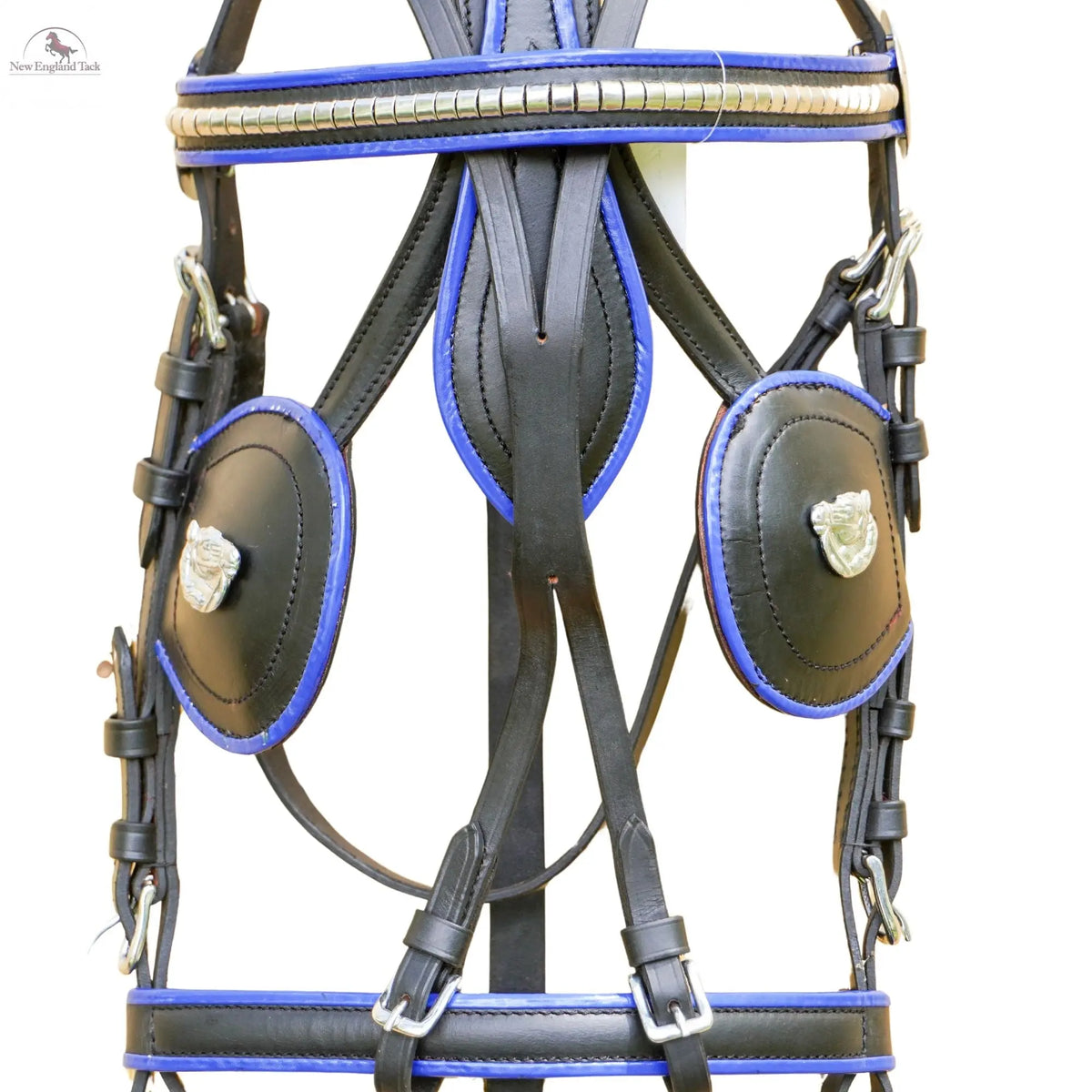 Black Horse Patent Leather Driving Harness Set - White Trimmed, High ...