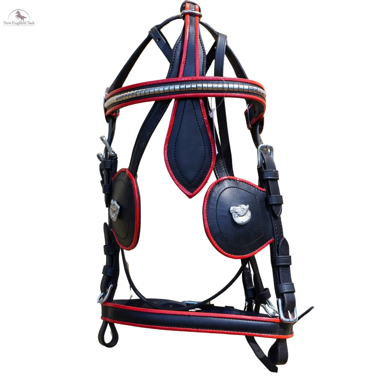 Black Horse Patent Leather Driving Harness Set - White Trimmed, High ...