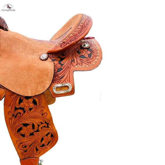 Resistance Western Floral Tooled Leather Hard Seat Saddle NewEngland Tack