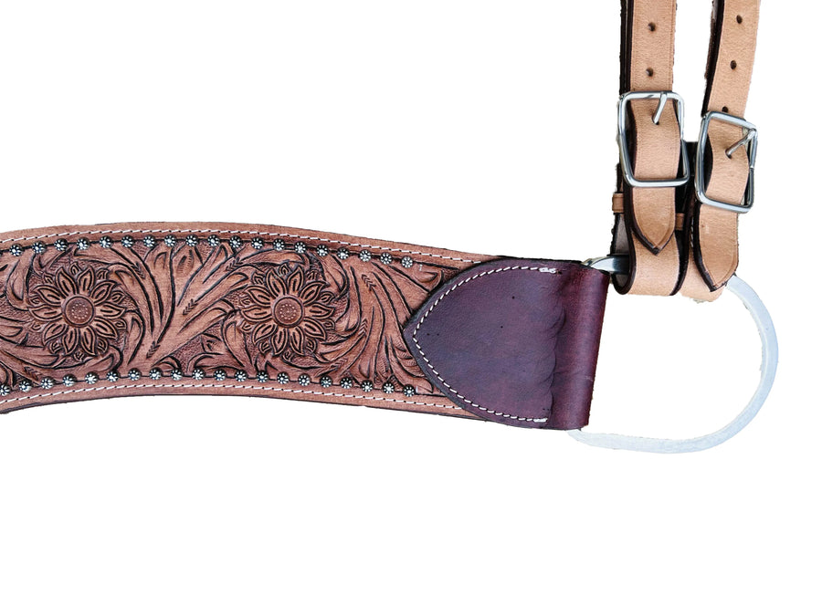 Dark Floral Tooled With Floral Beads Tooled Tripping Collars | 28inch - 36inch NewEnglandTack