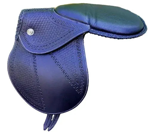 Exercise Racing Horse Saddle - Leather - Full Black /Training Saddle Fits all - NewEngland Tack