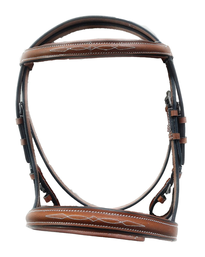 Fancy Stitched English Bridle - Premium Quality Leather with Stainless Steel Hardware - Pony Size - NewEngland Tack