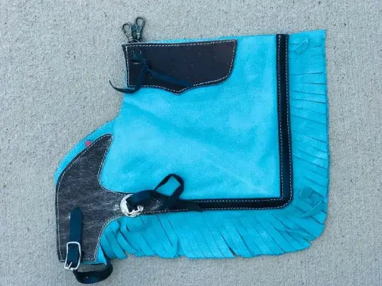 Handcrafted Cowhide Leather Western Chinks With Black Trim, Premium Quality Horse Riding Apparel - NewEngland Tack