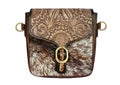 Handcrafted Hand Bag Gift For Her,  Western Brown Leather Purses For Cowgirl, Handmade Crossbody Floral Tooled Cowhide Satchel Bag - NewEngland Tack