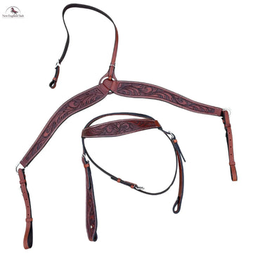 Headstall and Breast Collar Set with Reins and Middle Cinch - Argentinian Leather NewEngland Tack