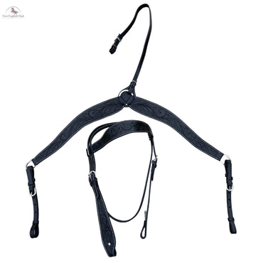 Headstall and Breast Collar Set Black- Argentinian Leather NewEngland Tack