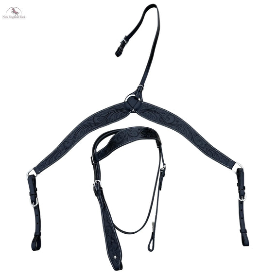 Headstall and Breast Collar Set Black- Argentinian Leather NewEngland Tack