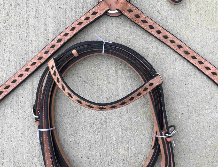Headstall and Breast Collar Set with Reins and Girth -  Two Colors - Leather - NewEngland Tack
