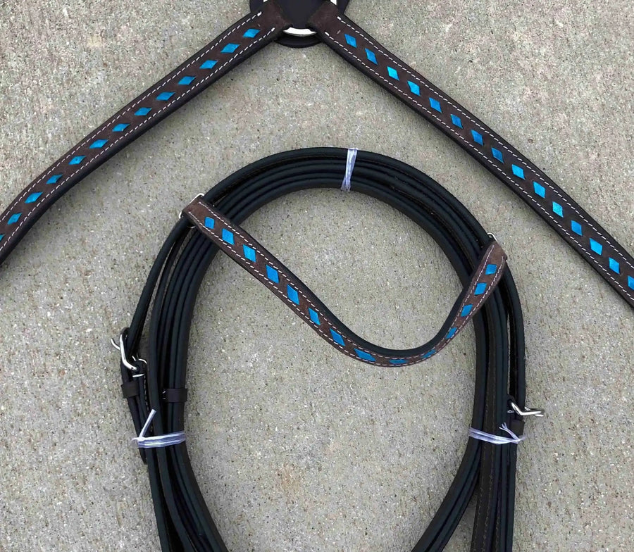 Headstall and Breast Collar Set with Reins and Girth -  Two Colors - Leather - NewEngland Tack