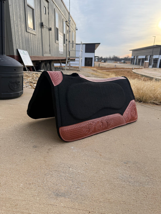 Resistance 31 x 32 Felt Gel Saddle Pad 1" Contoured Wither Relief Western Tooled