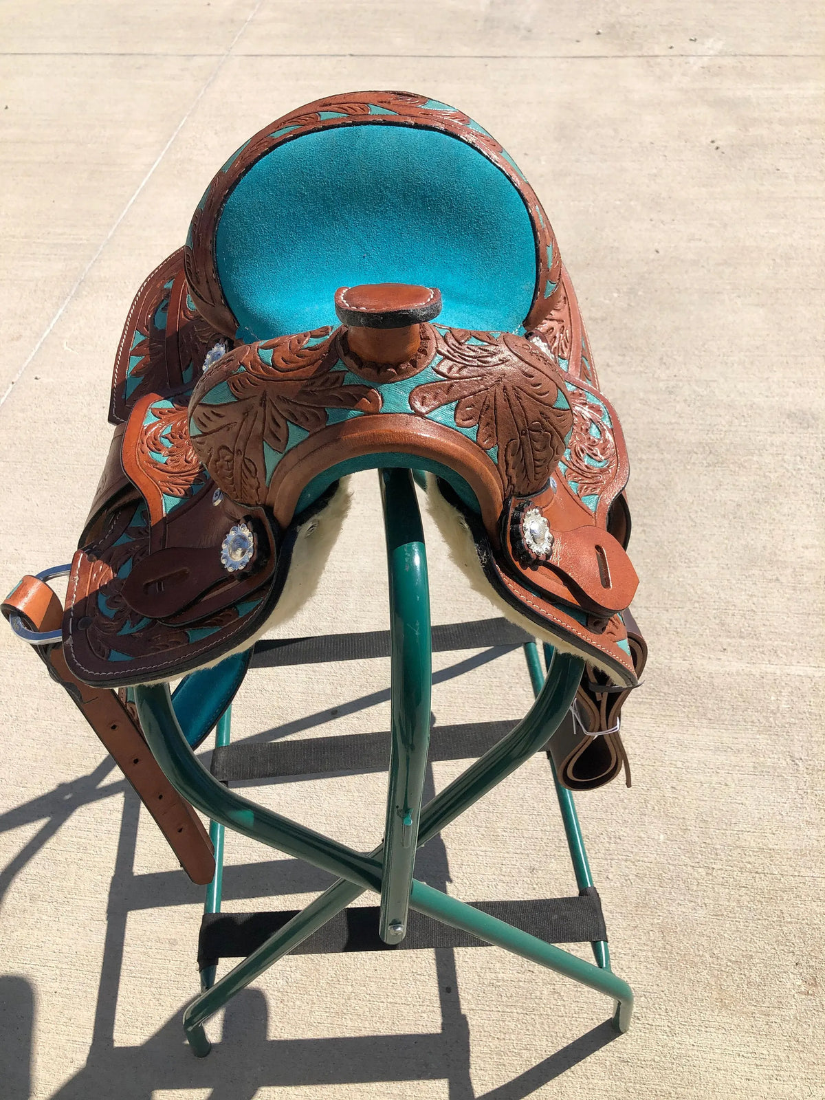 Kids Western Horse Barrel Saddle Horse Floral Tooled Leather 8 