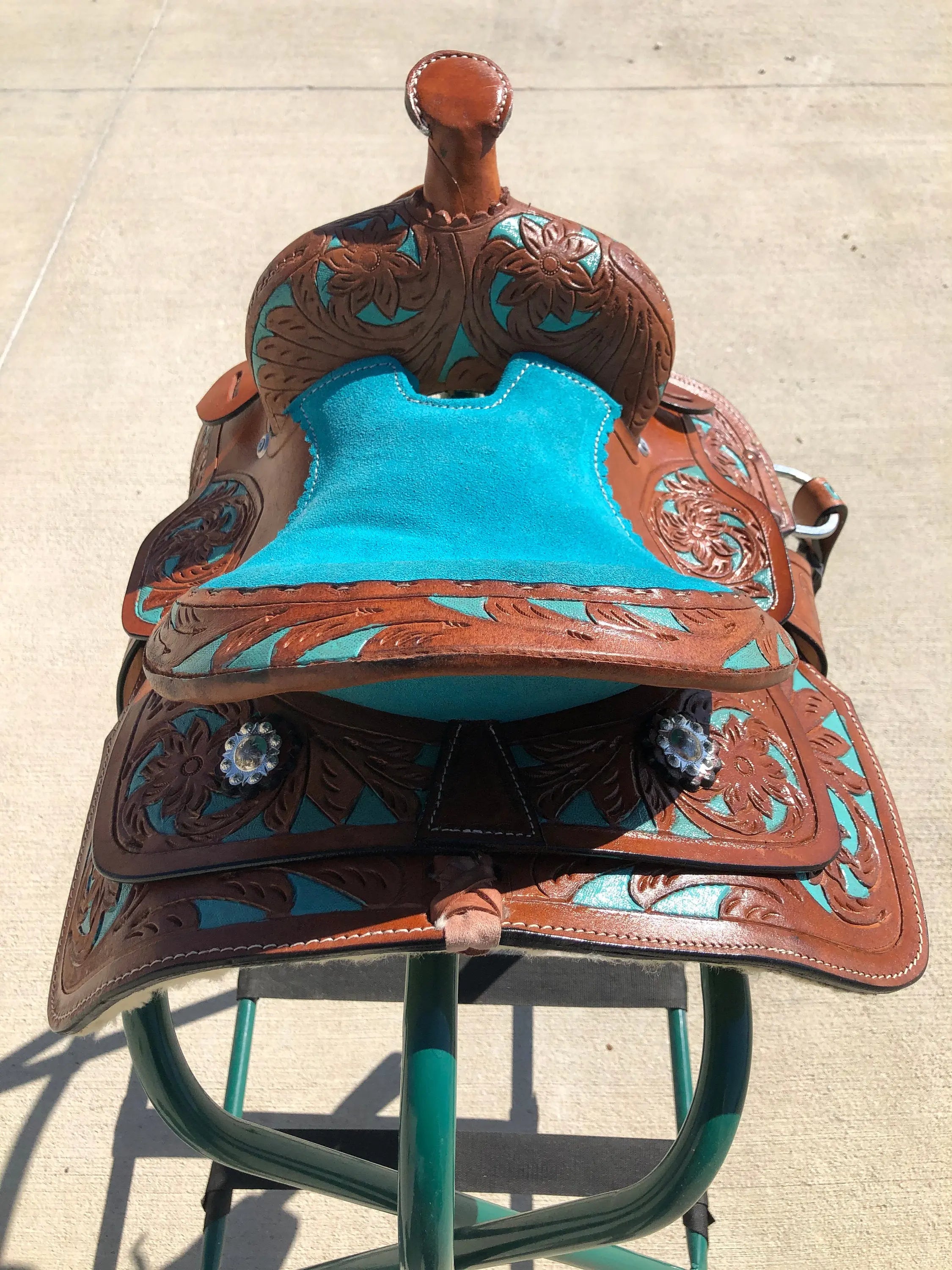 Kids Western Horse Barrel Saddle Horse Floral Tooled Leather 8 