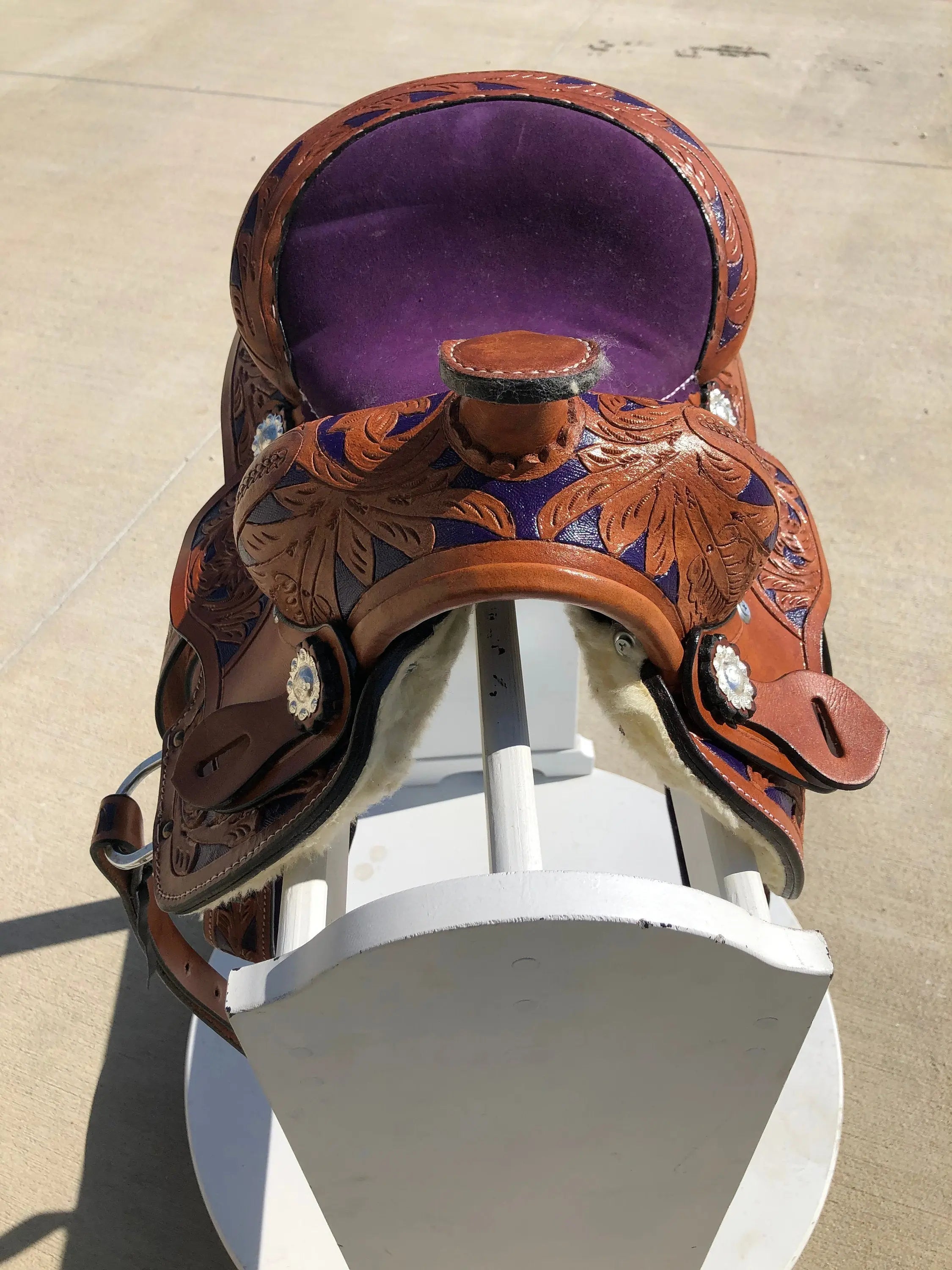 Kids Western Horse Barrel Saddle Horse Floral Tooled Leather 8 