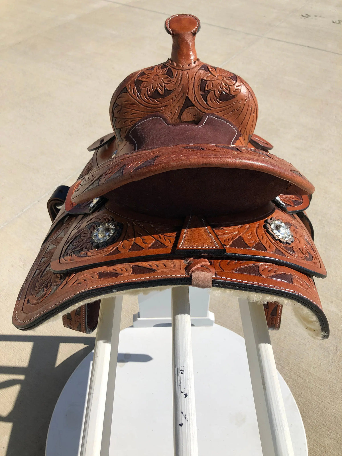 Kids Western Horse Barrel Saddle Horse Floral Tooled Leather 8 