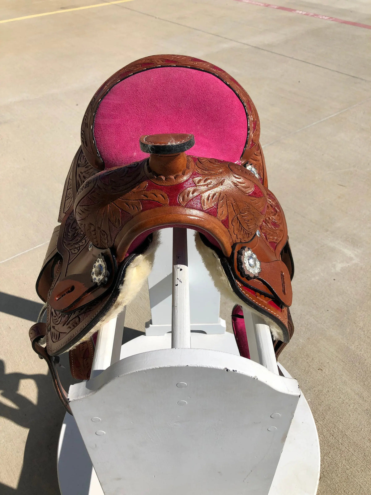 Kids Western Horse Barrel Saddle Horse Floral Tooled Leather 8 