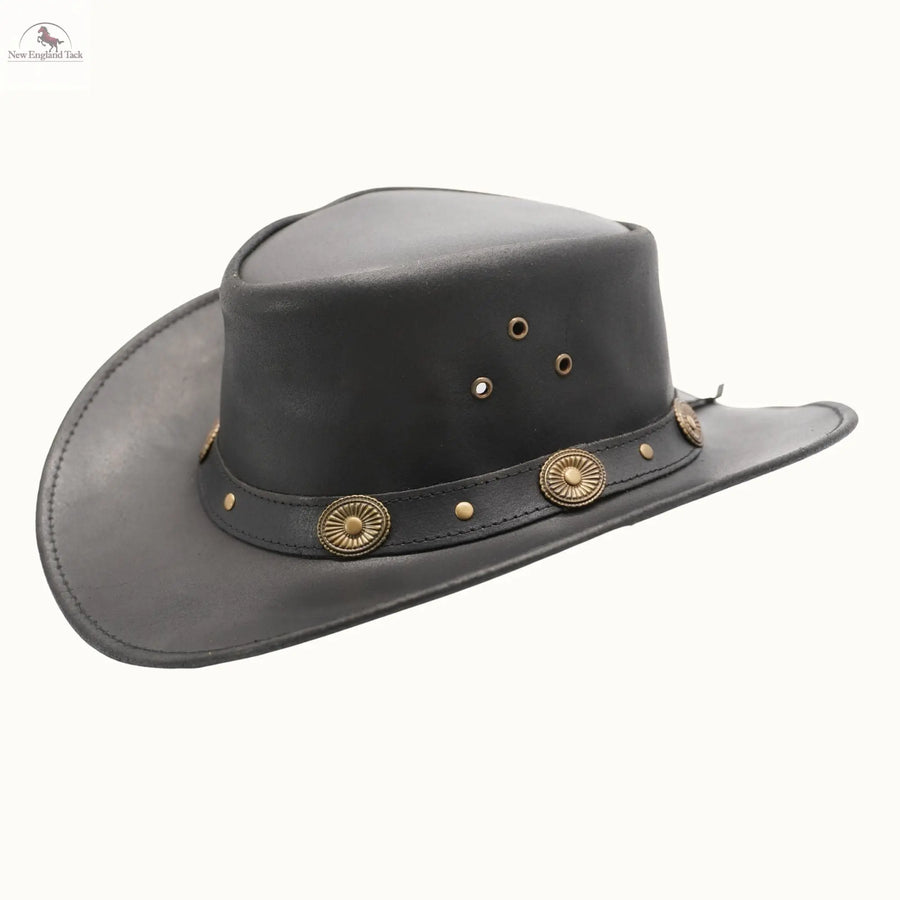 Shop Genuine Leather Cowboy Hats for Men Black / L