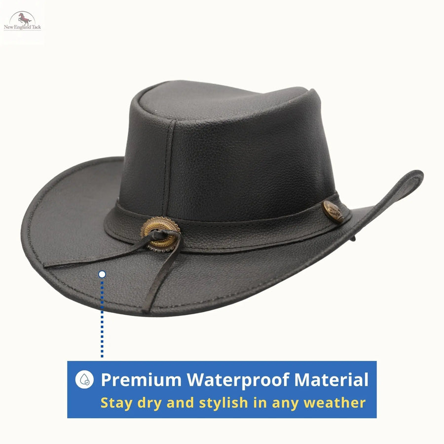 Leather Cowboy hat Genuine leather Hat Wide Brim western Hat Men Aussie style NewEngland Tack