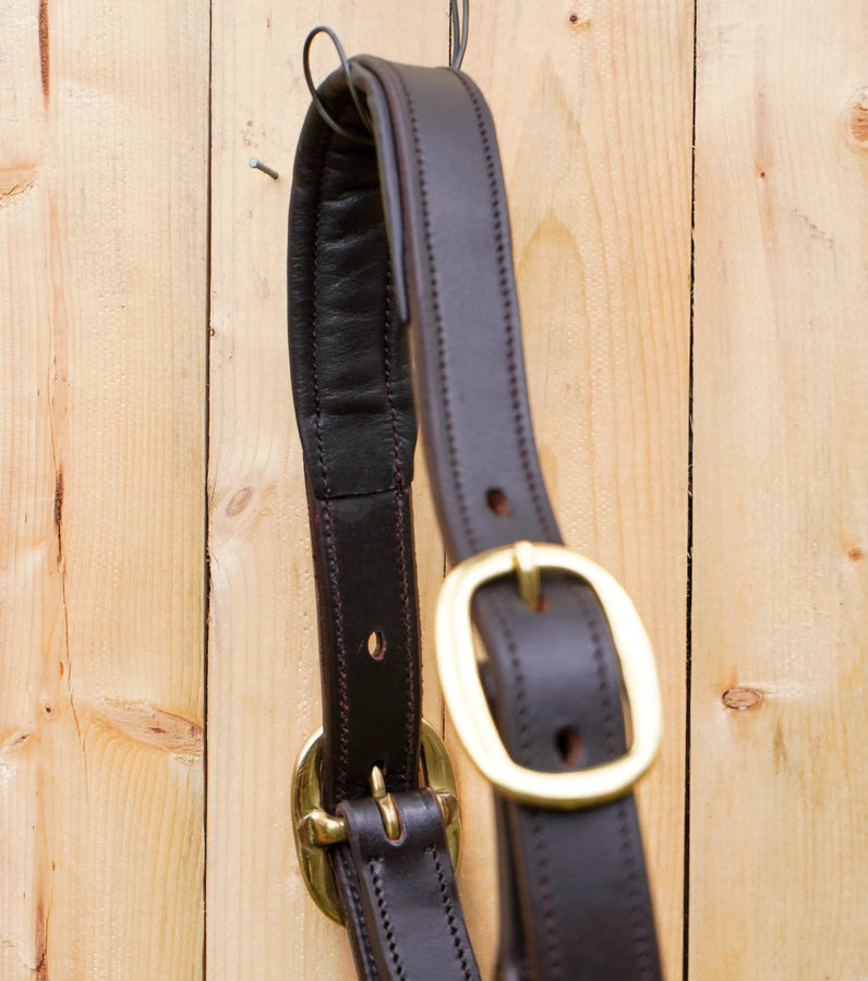 Leather Horse Halter Fancy Stitched - Brass Hardware - NewEngland Tack