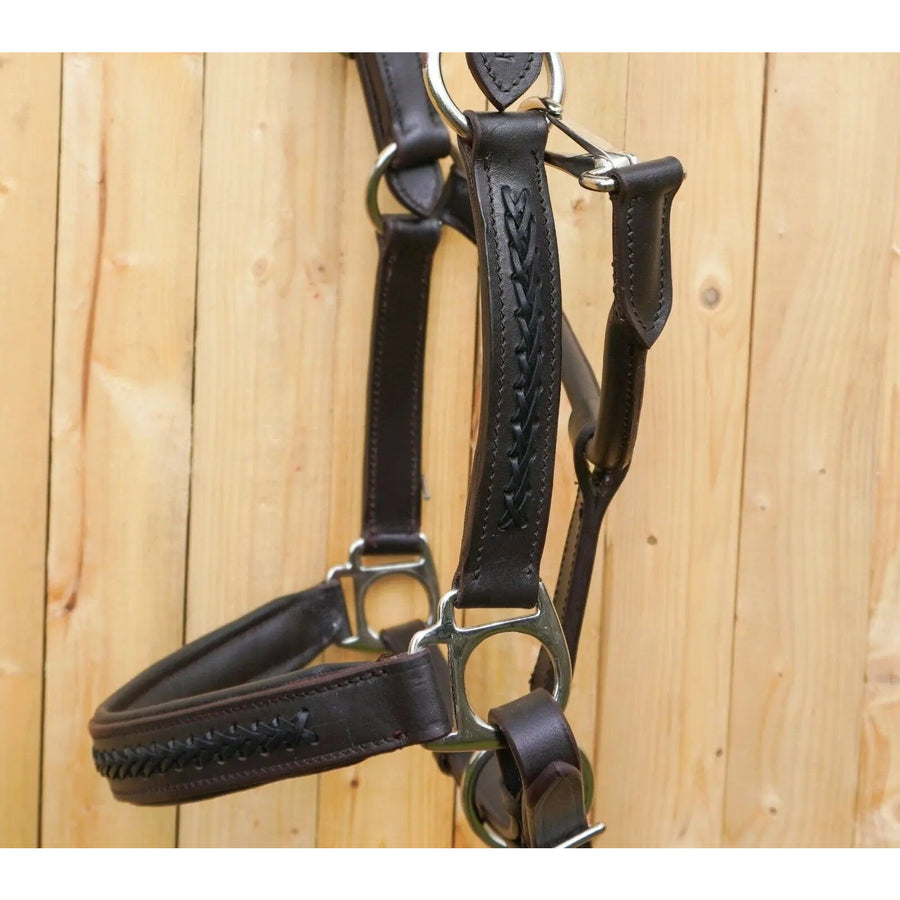 Leather Horse Halter Hand-Braided - SS Hardware - NewEngland Tack