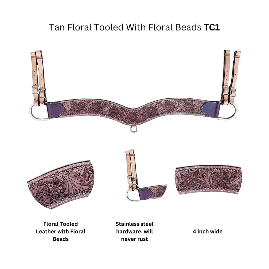 Leather Tooled Tripping Collars | 28inch - 36inch NewEngland Tack