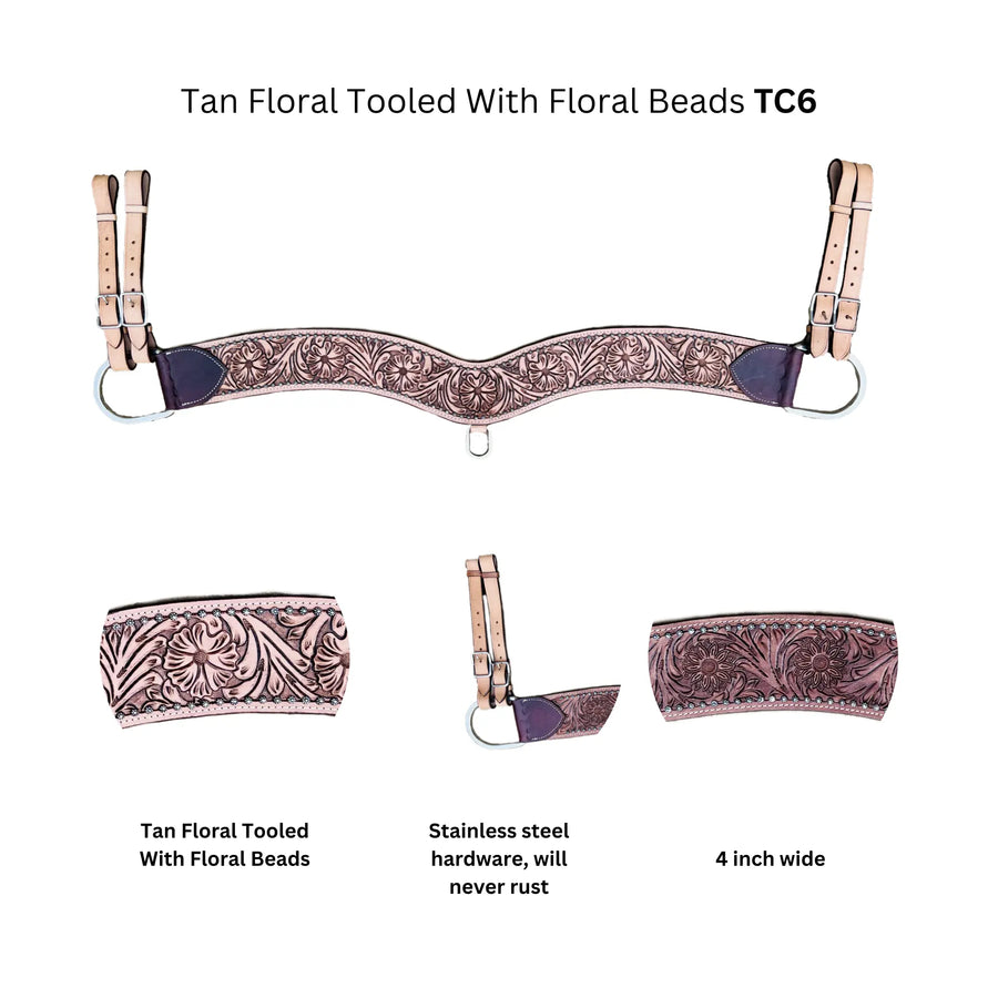 Leather Tooled Tripping Collars | 28inch - 36inch NewEngland Tack