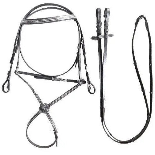 Mexican Bridle with Crystal Embossed Design Premium Quality Leather with Stainless Steel Hardware - NewEngland Tack