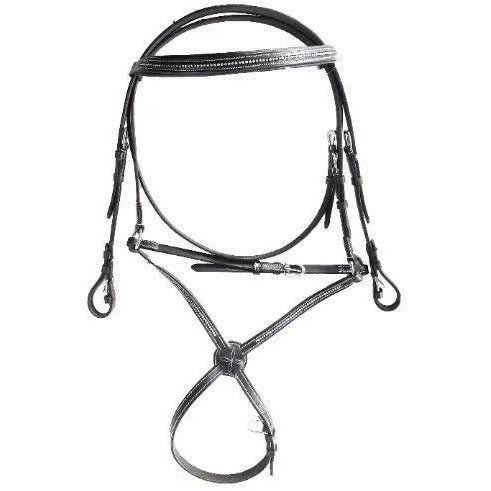 Mexican Bridle with Crystal Embossed Design Premium Quality Leather with Stainless Steel Hardware - NewEngland Tack