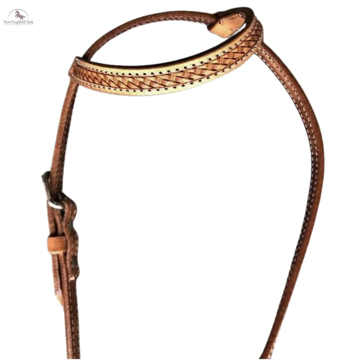 Cheval Tack - Ancienne coiffe western simple oreille en cuir point de mer