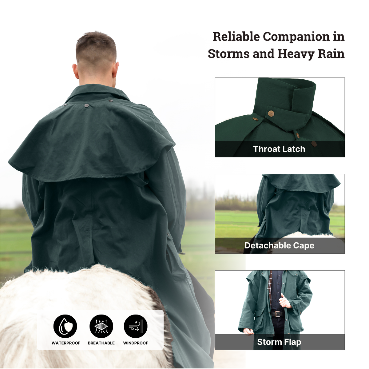 Resistance Premium Waterproof Oilskin Long Duster Coat NewEngland Tack OLIVE2