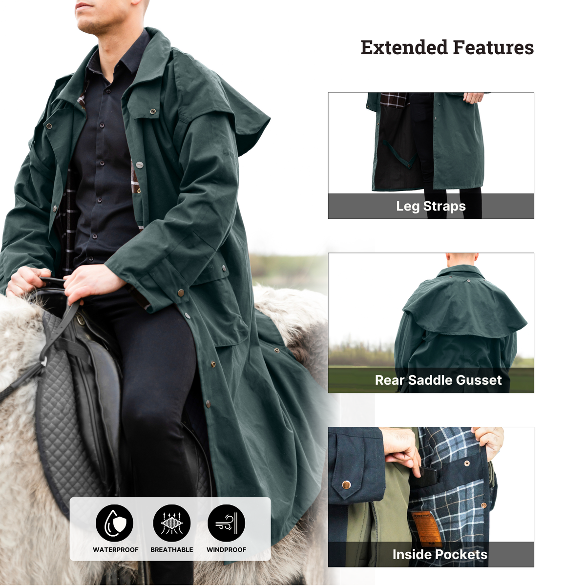 Resistance Premium Waterproof Oilskin Long Duster Coat NewEngland Tack OLIVE4