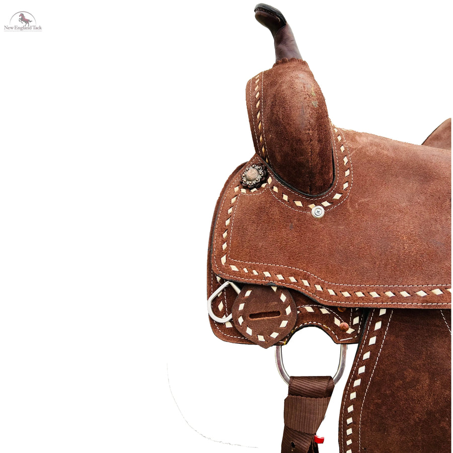 Pleasure Trail Rough Out Buck Stitched All Size Both Adults & Kids Western Horse Saddle With Suede Seat NewEngland Tack