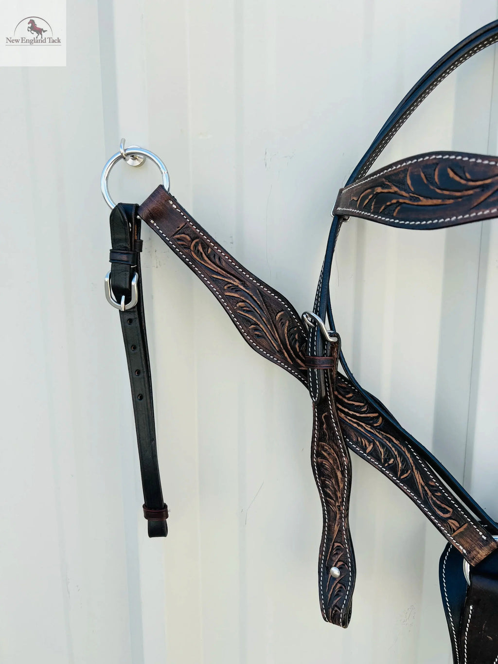 Premium Argentinian Leather Headstall and Breast Collar Floral Tooled NewEngland Tack