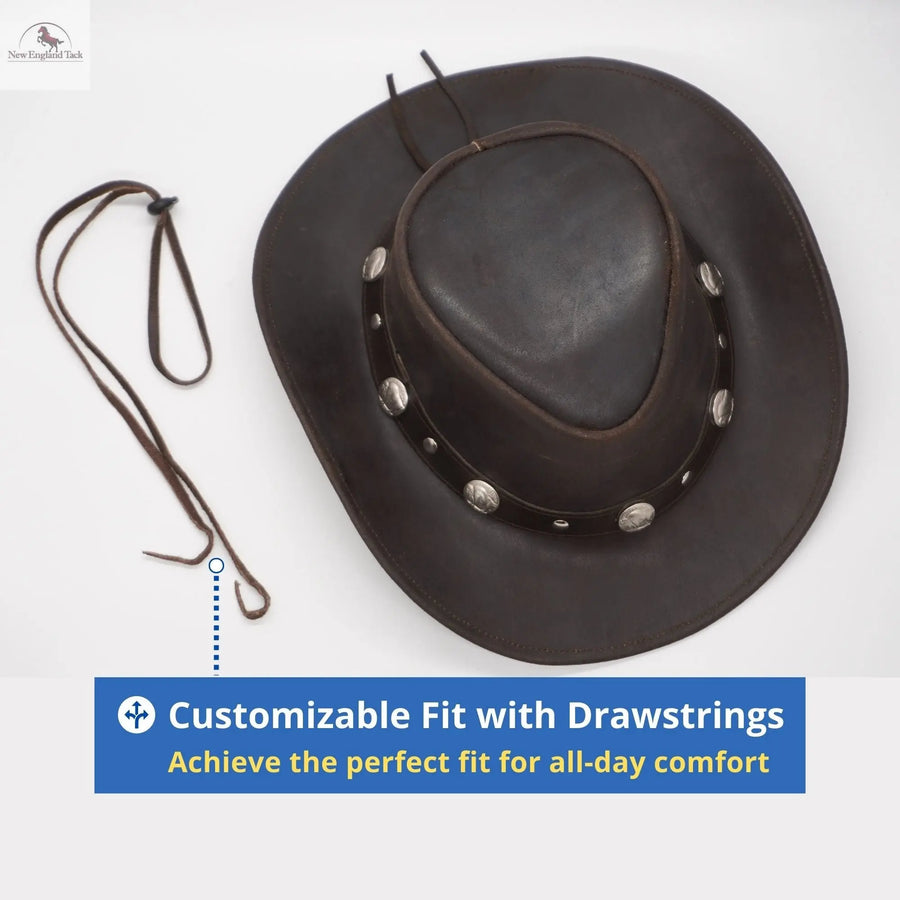Premium Australian Style Leather Cowboy Hat | Shapeable Outback Hat for Men and Women NewEngland Tack