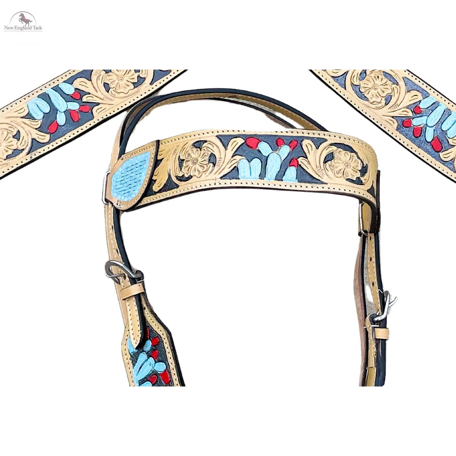 Premium Quality Western Headstall and Breast Collar Set - Leather - Floral Tooled - Horse Tack NewEngland Tack