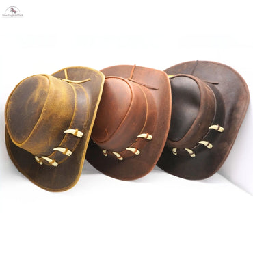 RESISTANCE Australian Leather Hat with Crocodile Band Teeth - Dundee Style | Outback Hat for Men and Women NewEngland Tack
