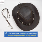 Premium Australian Style Leather Cowboy Hat | Shapeable Outback Hat for Men and Women NewEngland Tack