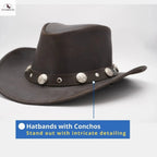 Premium Australian Style Leather Cowboy Hat | Shapeable Outback Hat for Men and Women NewEngland Tack