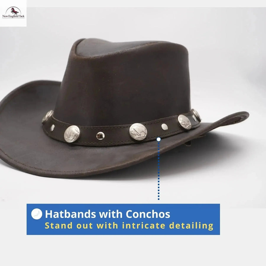 Premium Australian Style Leather Cowboy Hat | Shapeable Outback Hat for Men and Women NewEngland Tack