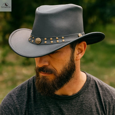 Premium Australian Style Leather Cowboy Hat | Shapeable Outback Hat for Men and Women NewEngland Tack