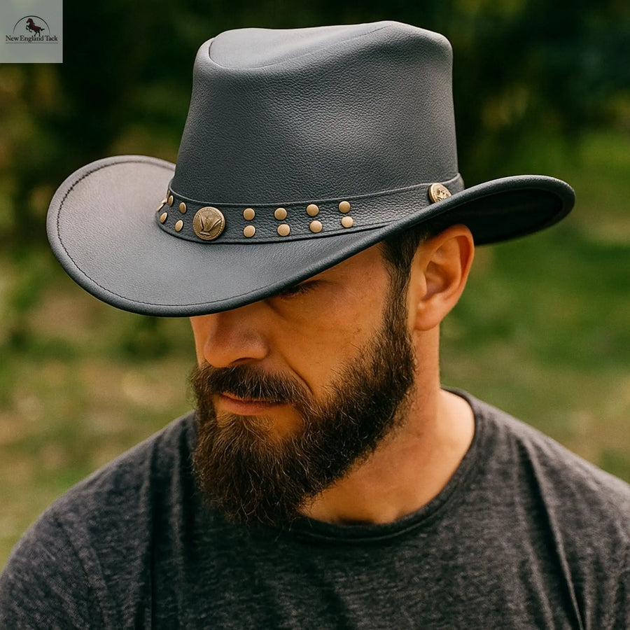 RESISTANCE Premium Australian Style Leather Cowboy Hat Shapeable Outback Hat for Men and Women NewEngland Tack