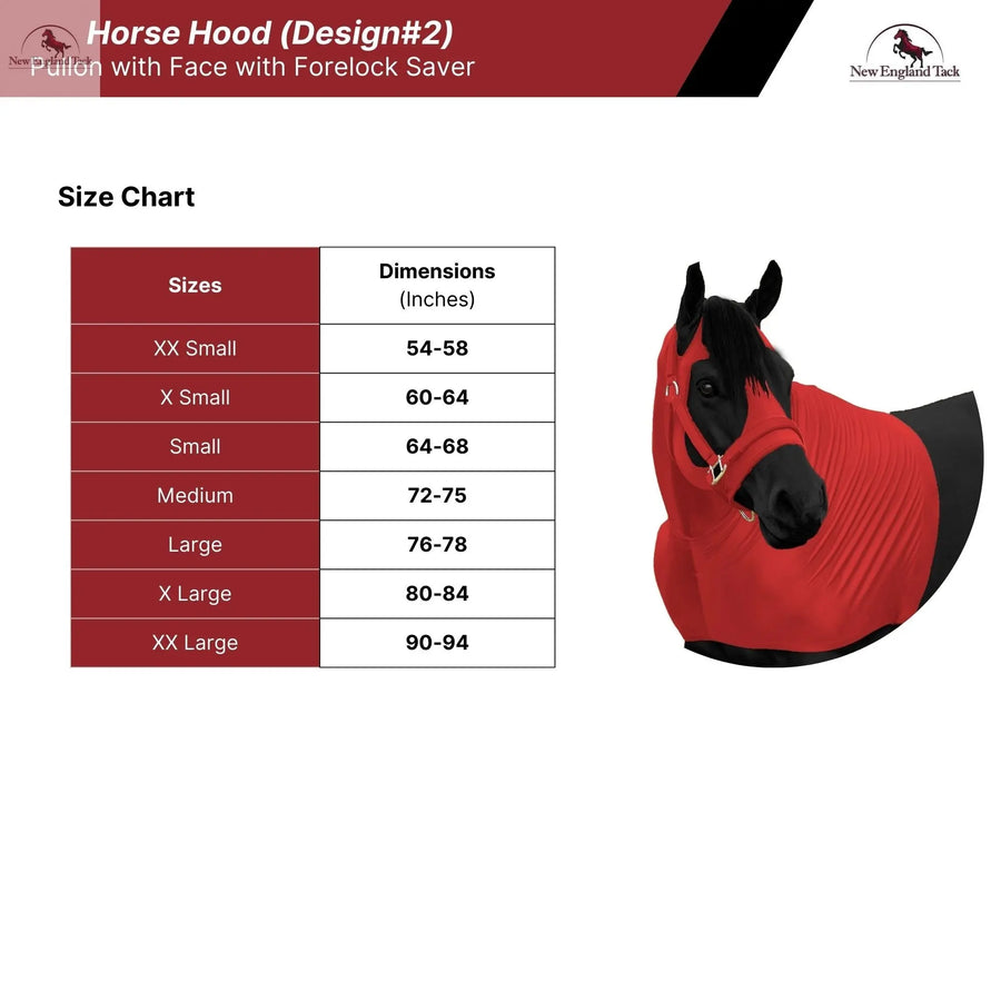 RESISTANCE Premium Horse Hood Pullon with Face w Forelock Saver - Lycra Material NewEngland Tack
