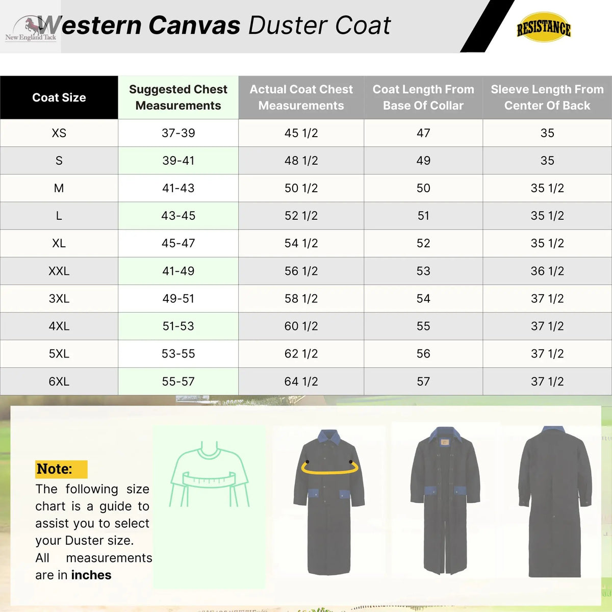 RESISTANCE Western Long Old Cowboy Canvas Jacket - Rangewear Canvas Duster Coat NewEngland Tack