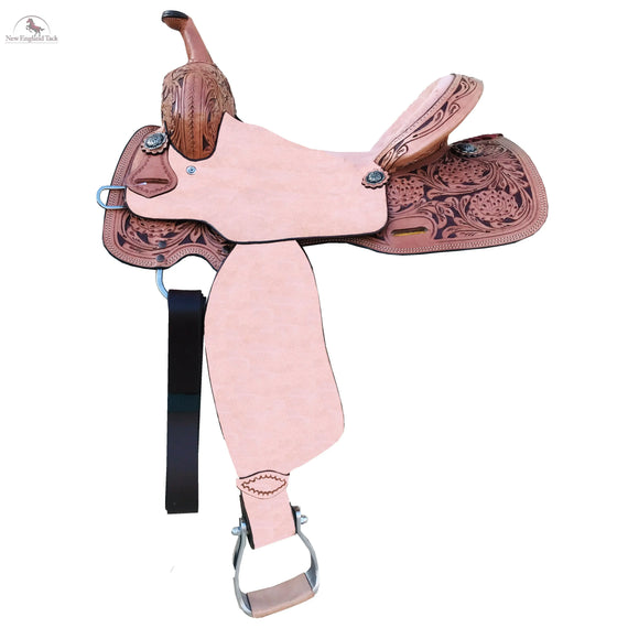 Resistance Adult Western Horse Barrel Saddle With Floral Tooled Available in 14" 15" 16" NewEngland Tack