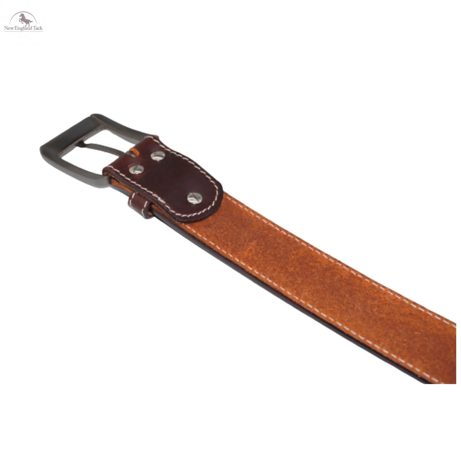 Resistance Belts - Premium Brown Heavy Duty Leather Belt for Men - Genuine Leather Belt for Work and Style NewEngland Tack