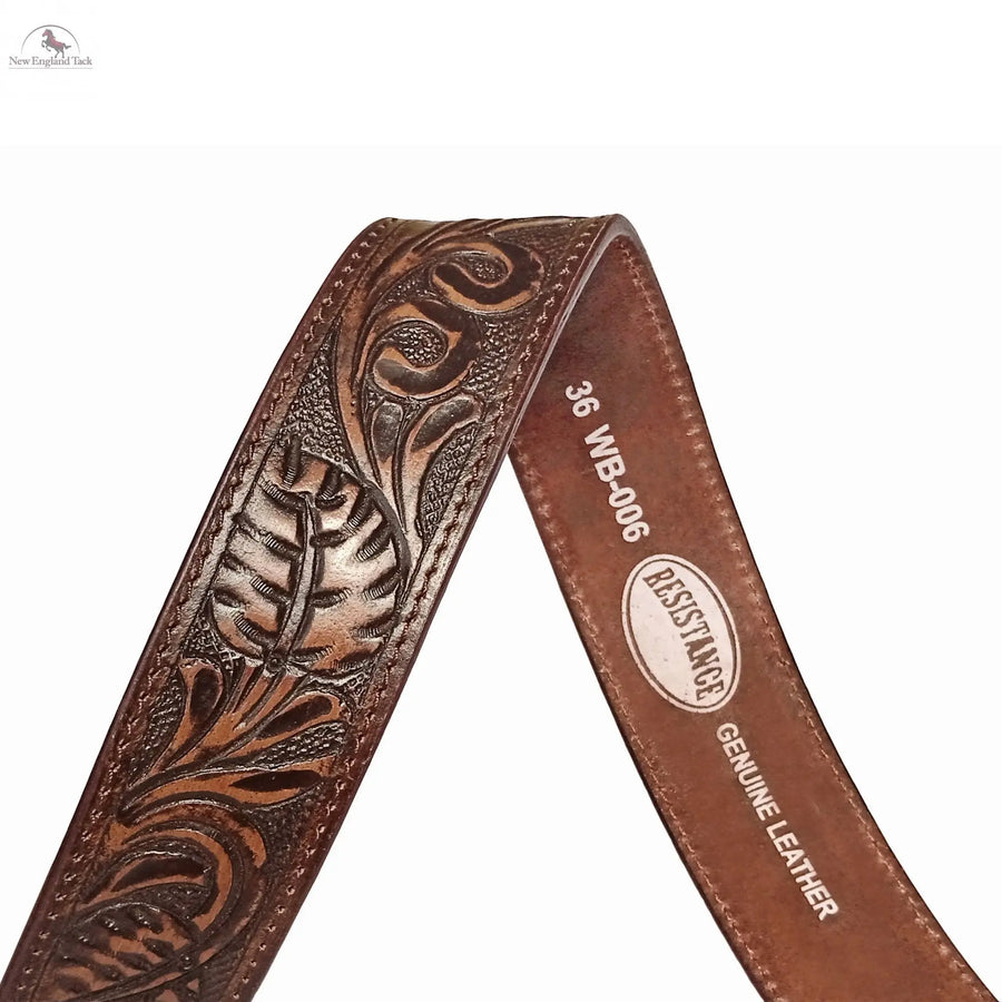 Resistance Floral Coffee Brown Women's Cowgirl Cowboy Country Belt  With Floral Embossed Silver Buckle NewEngland Tack