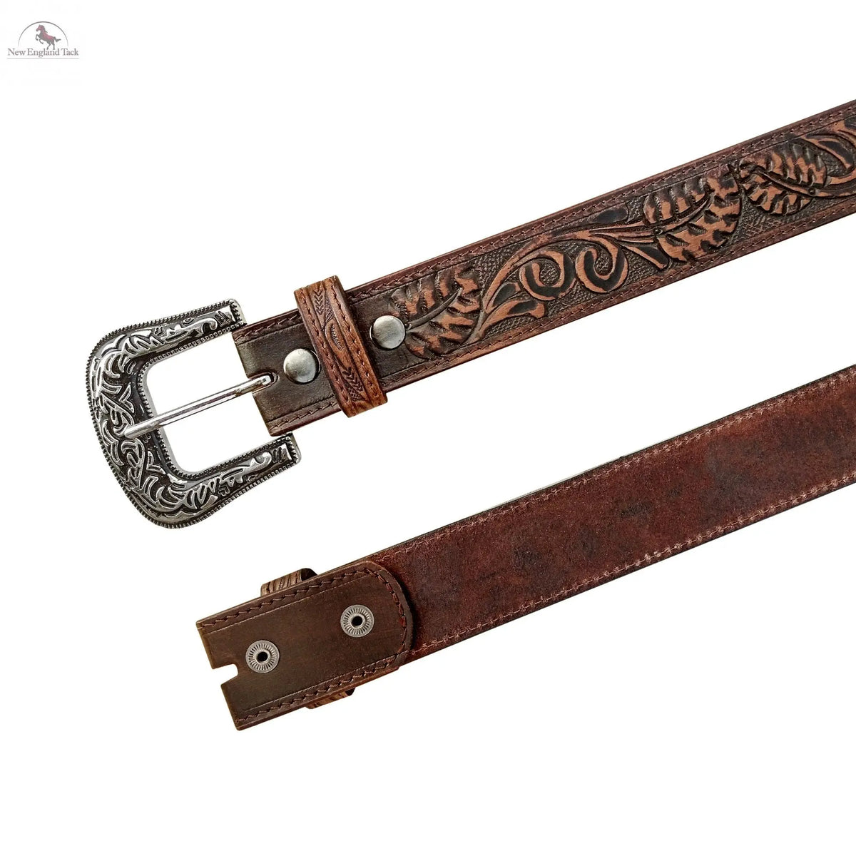 Resistance Floral Coffee Brown Women's Cowgirl Cowboy Country Belt  With Floral Embossed Silver Buckle NewEngland Tack