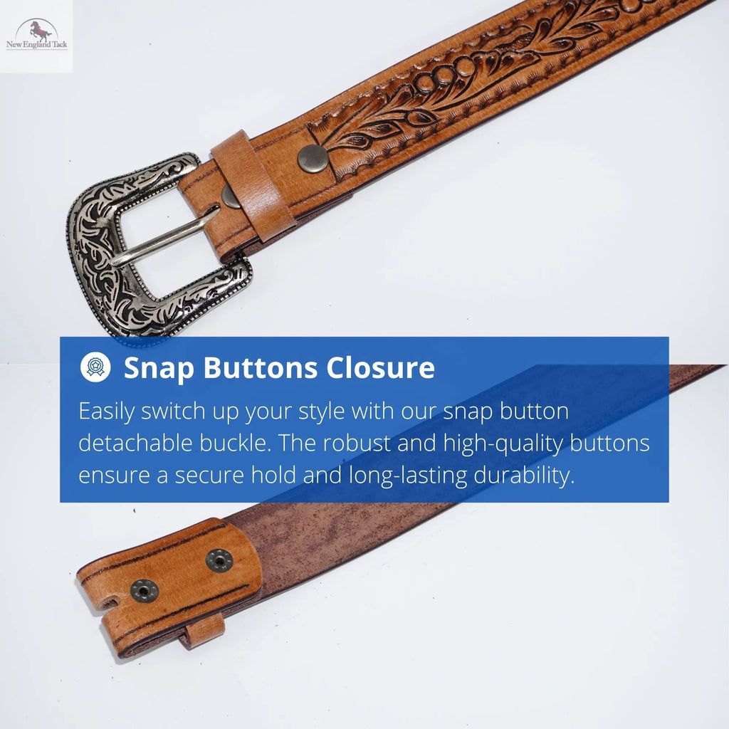 Resistance Floral Coffee Brown Women's Cowgirl Cowboy Country Belt  With Floral Embossed Silver Buckle NewEngland Tack